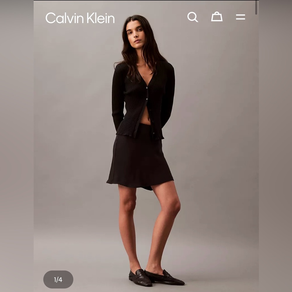 Calvin Klein Flowing Mini Skirt in Black, Size 27 NWT